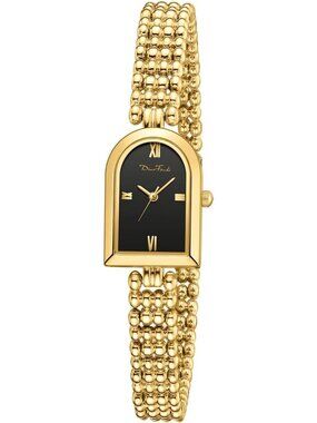 Diaofendi Women Black Gold Adjustable Strap Petite Arch Elegant Waterproof Watch